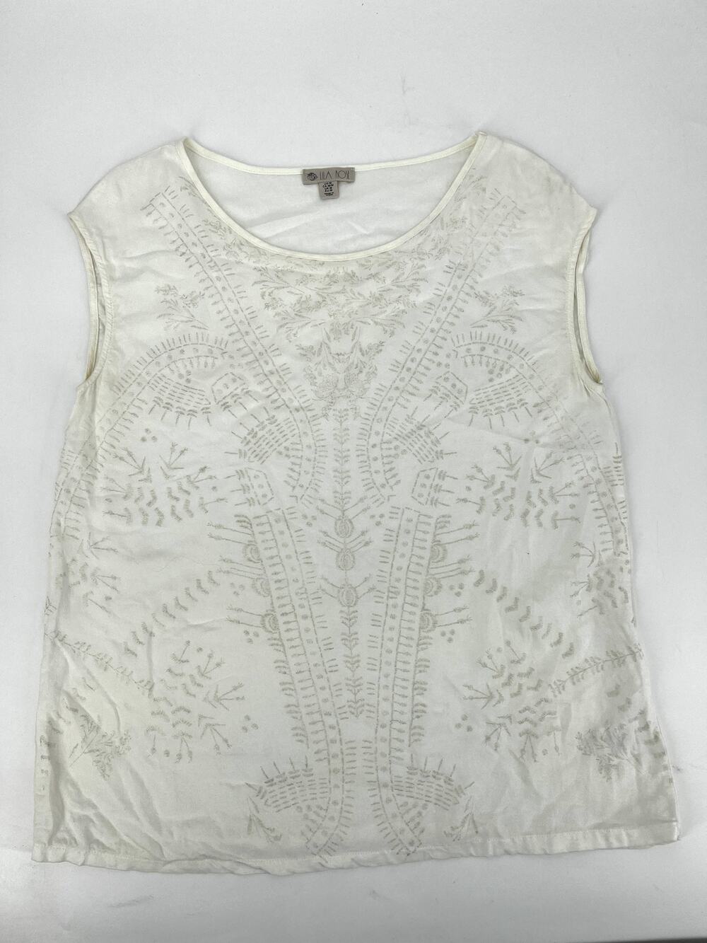 Lila Rose Ivory Embroidered Sleeveless Top Size M Preowned